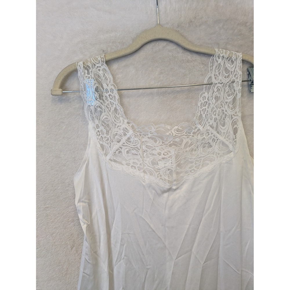 White Elegance Slip Dress Women's Small White Lace Trim Maxi Sleeveless - Picture 2 of 9